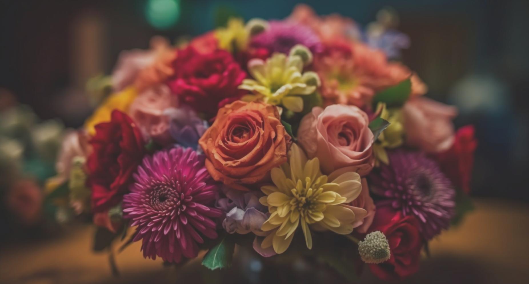 Fertige Blumenarrangements im Betrieb